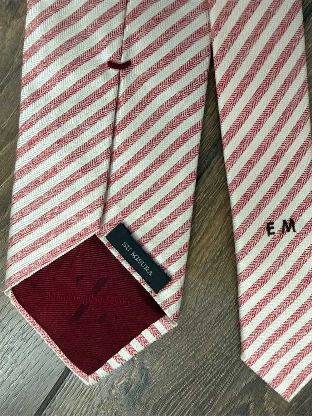 Ermenegildo Zegna Red and White Striped Tie